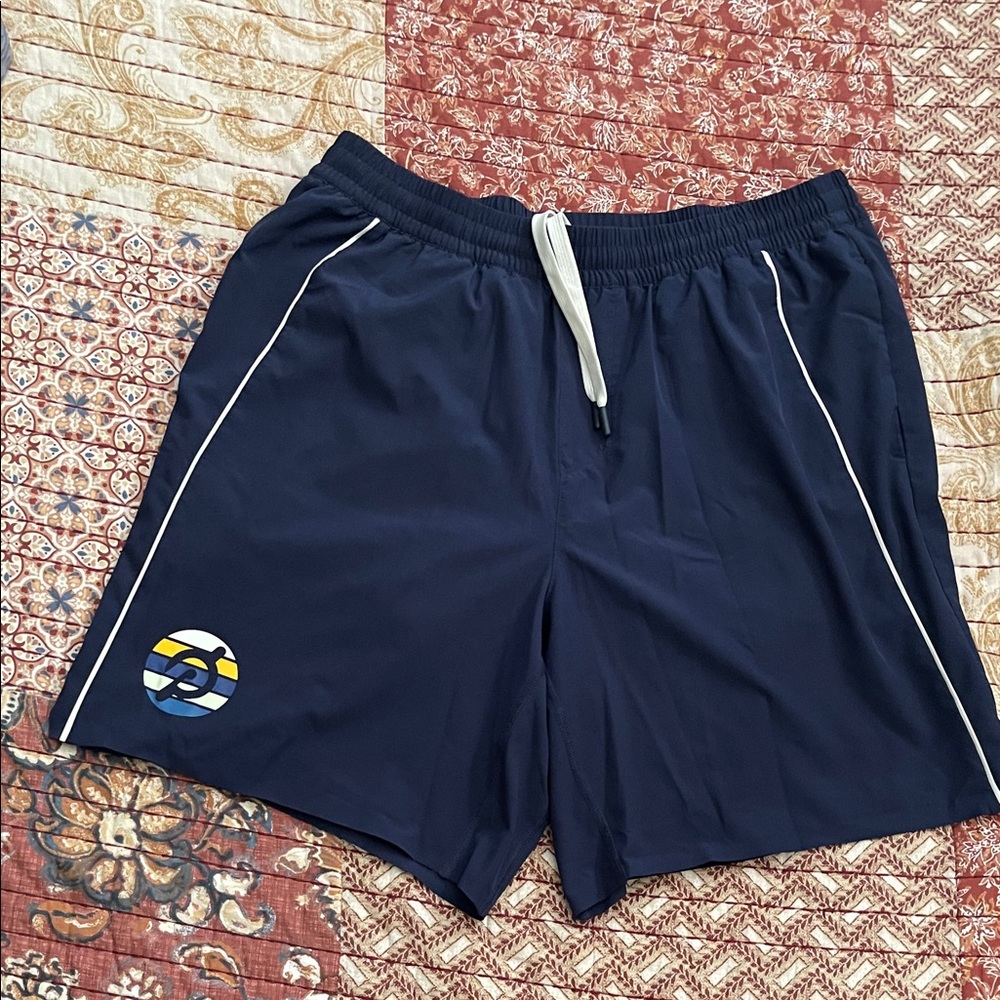Peloton Navy Athletic Shorts with White Accents